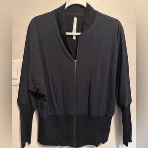 I by Iris Setlakwe Women's Navy light weight Bomber Jacket large Dolman sleeve